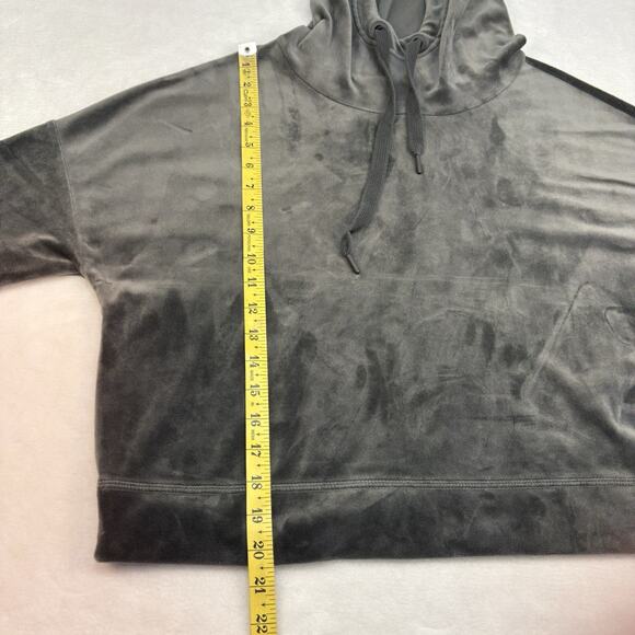 OFFLINE Aerie After Party Velour Oversized Crop Hoodie Sweatshirt Gray Size M - Picture 12 of 13